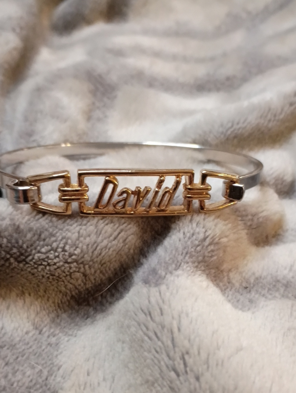 Personalized 'David' Two-Tone Name Cuff Bracelet - Men Accessories Jewelry